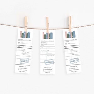 Bookmark Favors - Library Card - Build-A-library Baby Shower - Personalized Printable File or Printed - New Edition