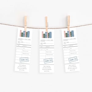 Bookmark Favors - Library Card - Build-A-library Baby Shower - Personalized Printable File or Printed - New Edition