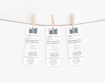 Bookmark Favors - Library Card - Build-A-library Baby Shower - Personalized Printable File or Printed - New Edition