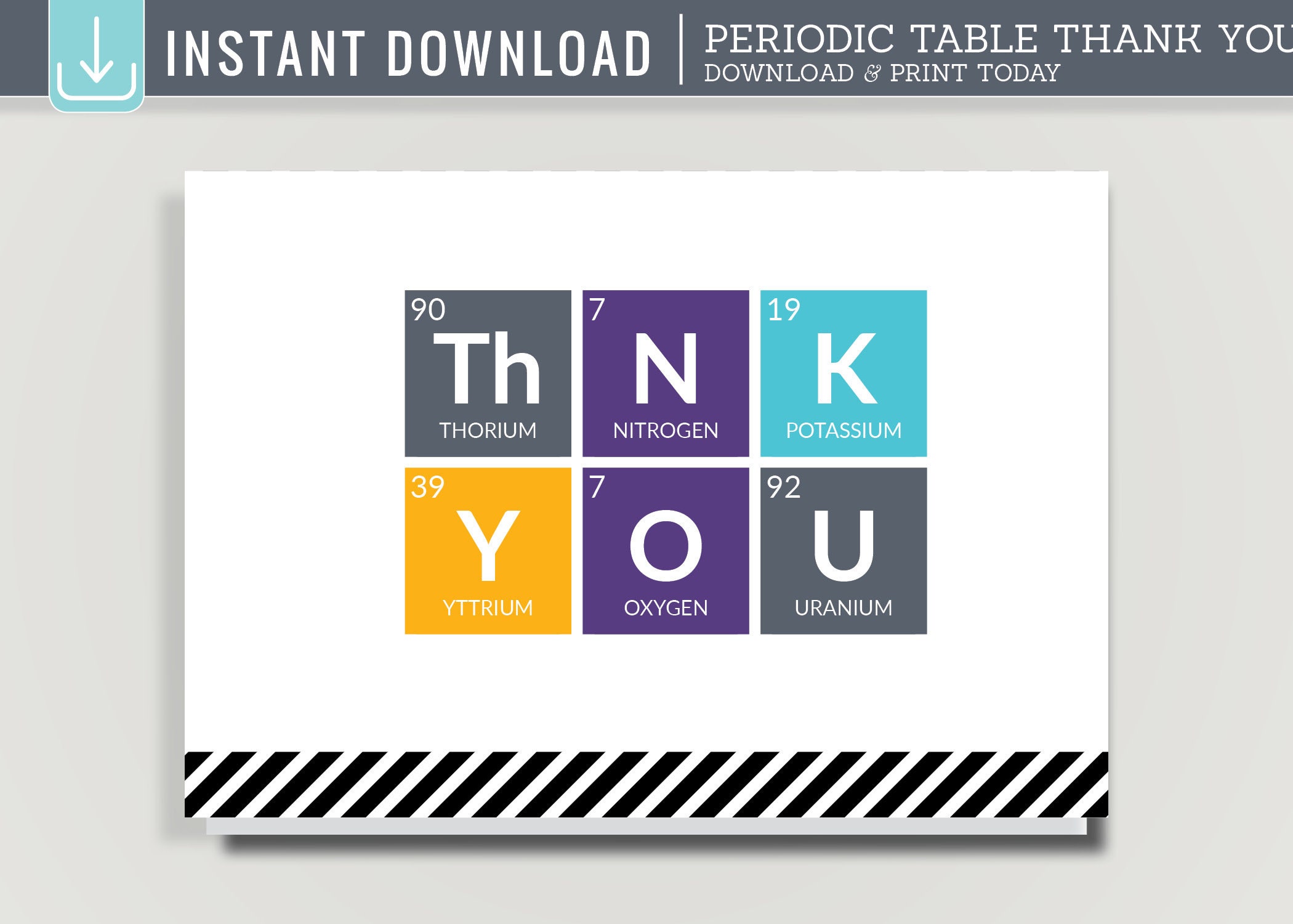 periodic table thank you card chemistry or science theme etsy