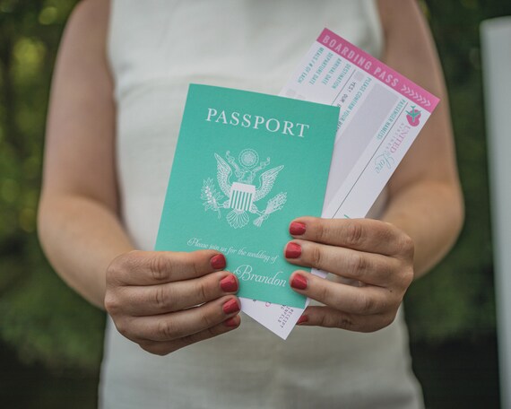 Passport Wedding Invitation Boarding Rsvp Card Mexico