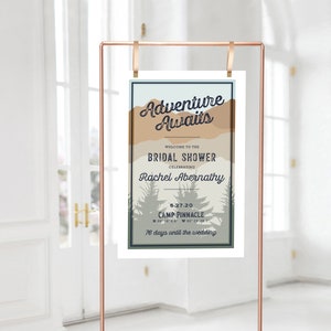 Adventure Awaits Bridal Shower Welcome Sign Printed and Digital File Option Available