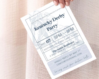 Kentucky Derby Invitation - Horse Race Ticket - Personalized Printable File or Print Package Available