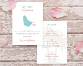 Barbados Wedding Welcome Note - Welcome Letter - beach tropical -  Personalized Printable File or Print Package Available