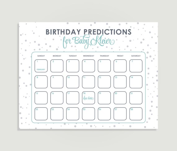 Baby Prediction Chart Baby Shower