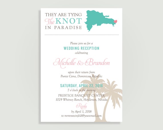 Wedding Reception Invitation For A Destination Wedding