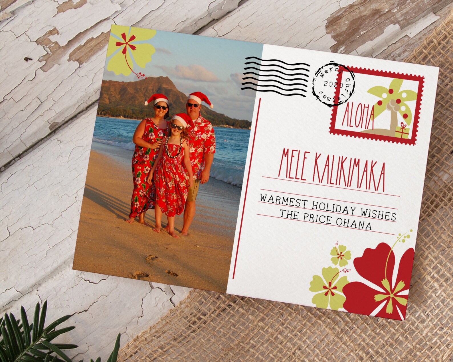 Hawaii Photo Christmas Card Mele Kalikimaka Card Etsy