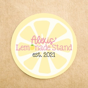 Lemonade Stand Stickers Printed - Pink Lemonade Stand Birthday Party Favor Sticker