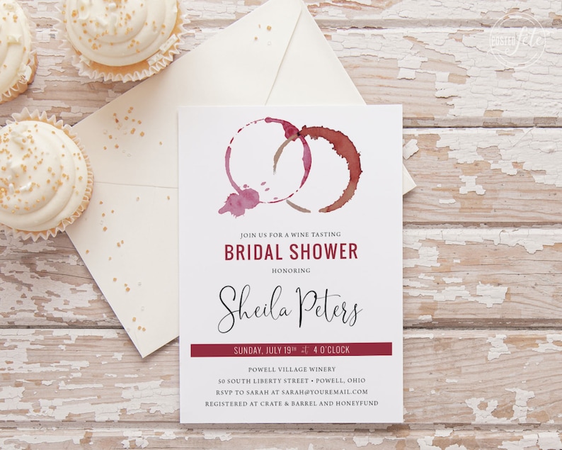 Wine Tasting Bridal Shower  Red Wine Stain  Wine and Cheese C23PIA703  PGA
