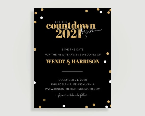 New Years Eve Wedding Save The Dates Let The Countdown Begin Etsy