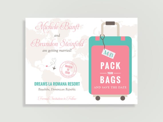 Destination Wedding Save The Date Pack Your Bags Magnet