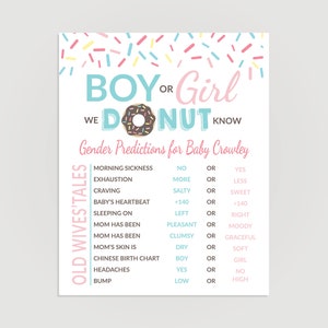 Donut Gender Reveal Wives Tales Poster - Sprinkle Gender Reveal Party - #C01S-OWT