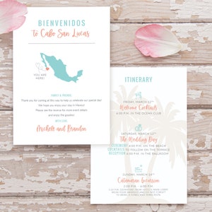 Mexico Wedding Welcome Note - Welcome Letter - Cancun -  Personalized Printable File or Print Package Available