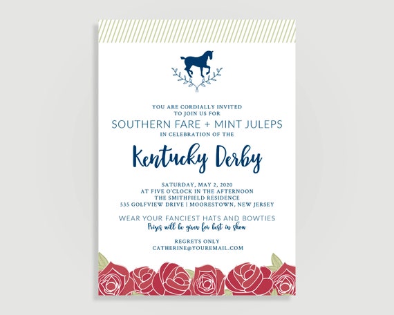 Kentucky Derby Invitation - Run for the Roses - Personalized Printable File or Print Package Available - #C160-PIA7-01 Il_570xn