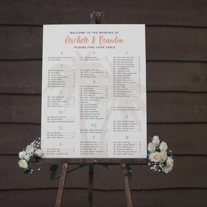 Destination Wedding Seating Chart Beach Wedding Escort Seating Chart image 1