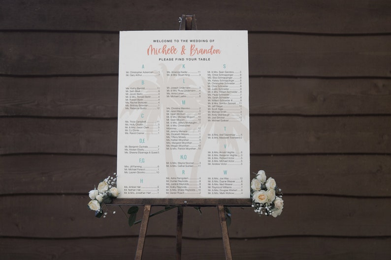 Destination Wedding Seating Chart Beach Wedding Escort Seating Chart image 1