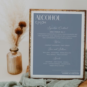 Chemistry Bar Menu - According to Science Alcohol is a Solution - Science Theme