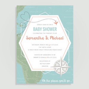 Travel Baby Shower Invitation Map Oh the places they'll go C26-PIA7-02 image 2