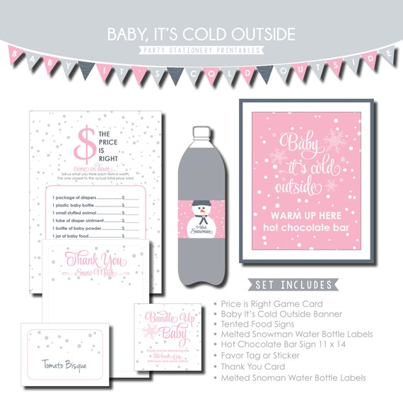 Winter Baby Shower Printables - Baby it's Cold Outside - Snowflakes - DIY Digital Files Instant Download - #00058-ID Il_570xn