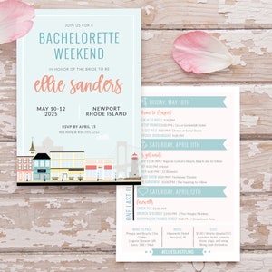 Newport Rhode Island Bachelorette Invitation and Itinerary - Personalized Printable File or Print Package Available