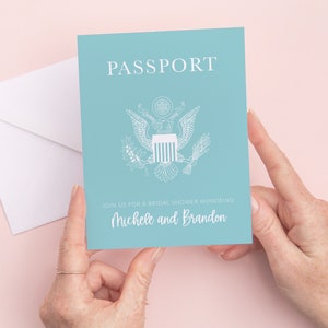 Honeymoon Shower Invitation Passport Invitation Personalized Printable File or Print Package Available image 1