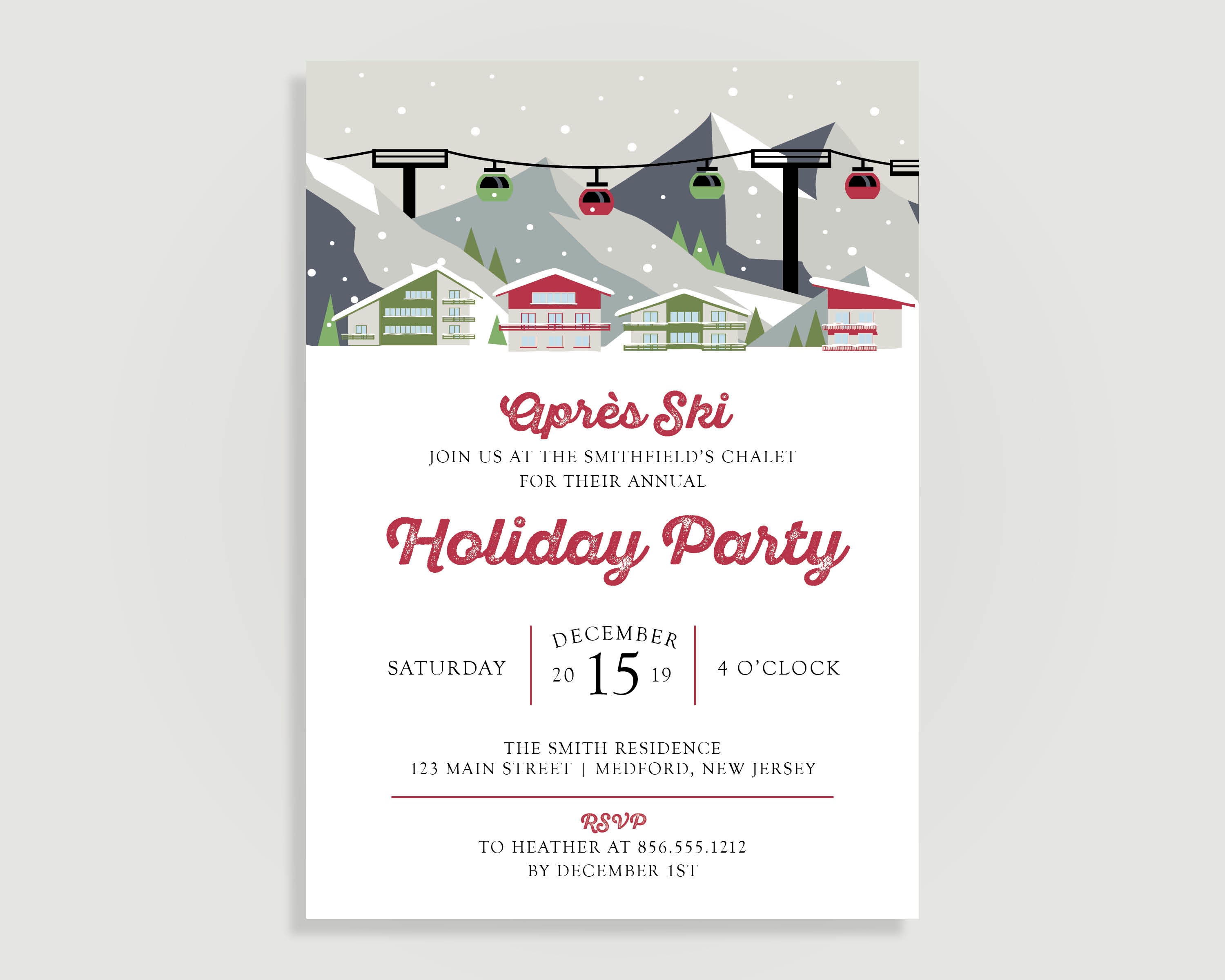 Apres Ski Party Invitation Ski Theme Invitation Holiday 