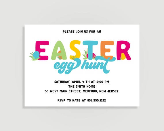 Easter Egg Hunt Invitation - Kids Easter party - Personalized Printable File or Print Package #C14-PIA7-02 Il_570xn