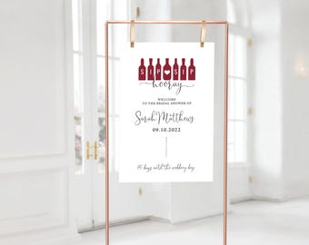 Wine Bridal Shower Welcome Sign - Printed and Digital File Option Available