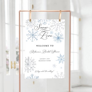 Snow in Love Bridal Shower Welcome Sign - Winter Theme - Printed and Digital File Option Available