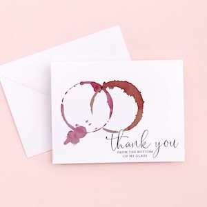 Wine Thank You card - Thank you from the bottle of my glass - Personalized Printable File or Print Package Available C23-TYA2-01