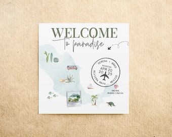 Mexico Wedding Welcome Bag Sticker - Welcome to Paradise