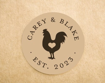 Farm Wedding Monogram Sticker - Welcome Bag Sticker - Favor Sticker - Chicken