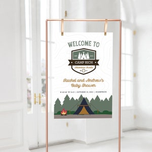 Camping Baby Shower Welcome Sign Printed and Digital File Option Available