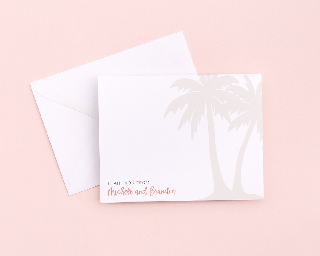 Destination Wedding Thank You Card - Beach - Palm Tree - Personalized ...