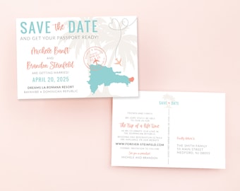 Destination Wedding Save the Date - Postcard Save the Date with Map - Personalized Printable File or Print Package