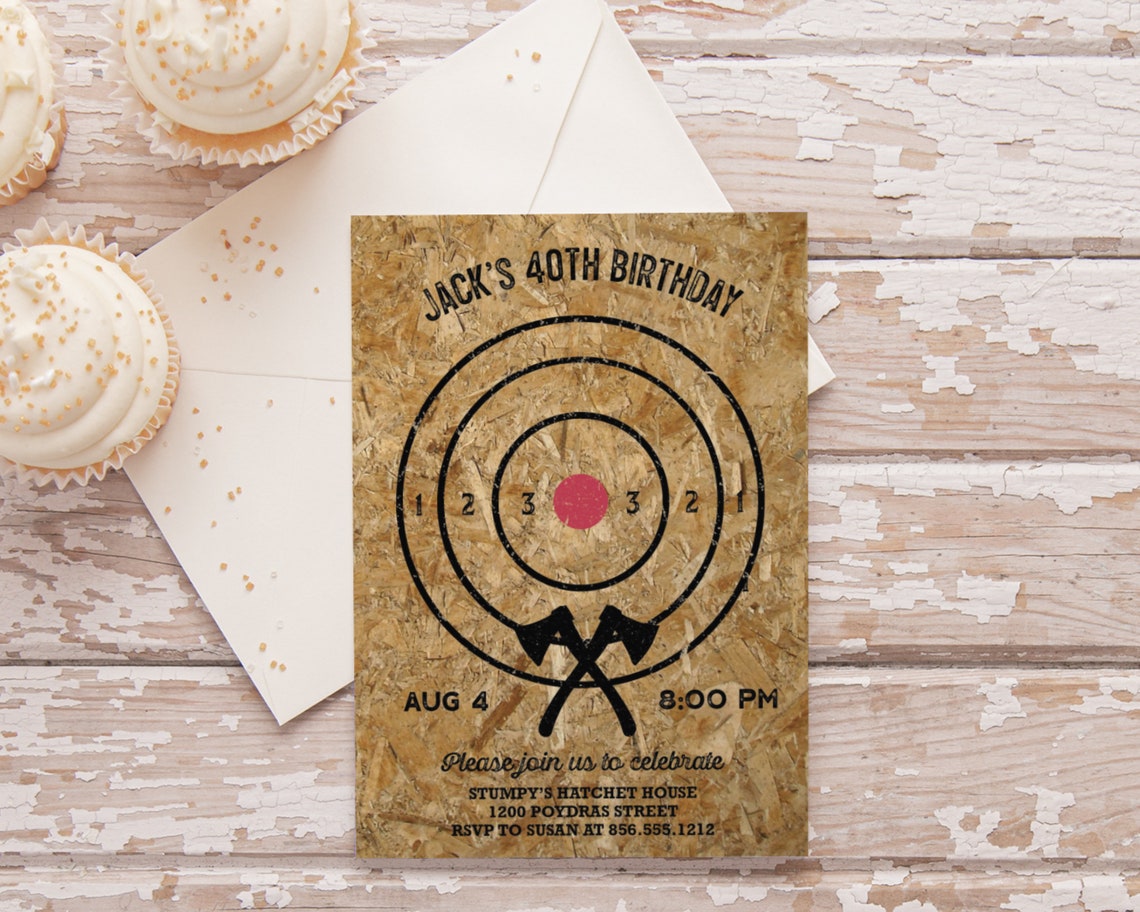 Axe Throwing Birthday Party Invitation Bachelor Party Etsy