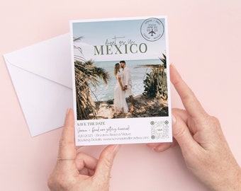 Meet Us in Mexico Save the Date Printed - Destination Wedding
