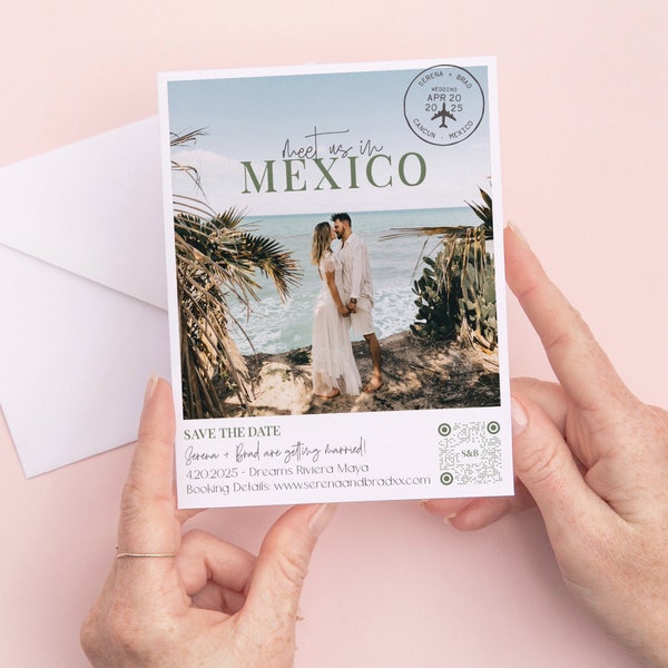 Meet Us in Mexico Save the Date Printed - Destination Wedding