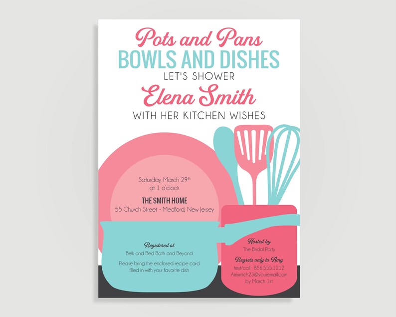 Kitchen Bridal Shower Invitation with Recipe Card Etsy