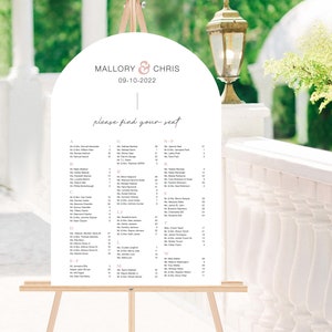 Arch Seating Chart for Wedding Printed