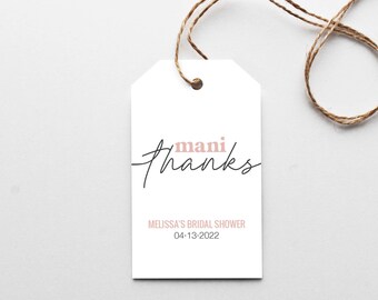 Mani Thanks Favor Tag - Bridal Shower Nail Polish Gift (Printed)