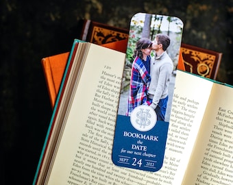 Bookmark Save the Date - Library Card - Literary Wedding - Personalized Printable File or Printed - A Love Story