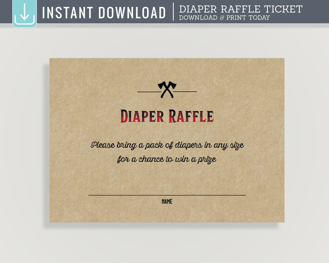 Lumberjack Diaper Raffle Ticket - Diaper Raffle Card - Little Manly Man ...