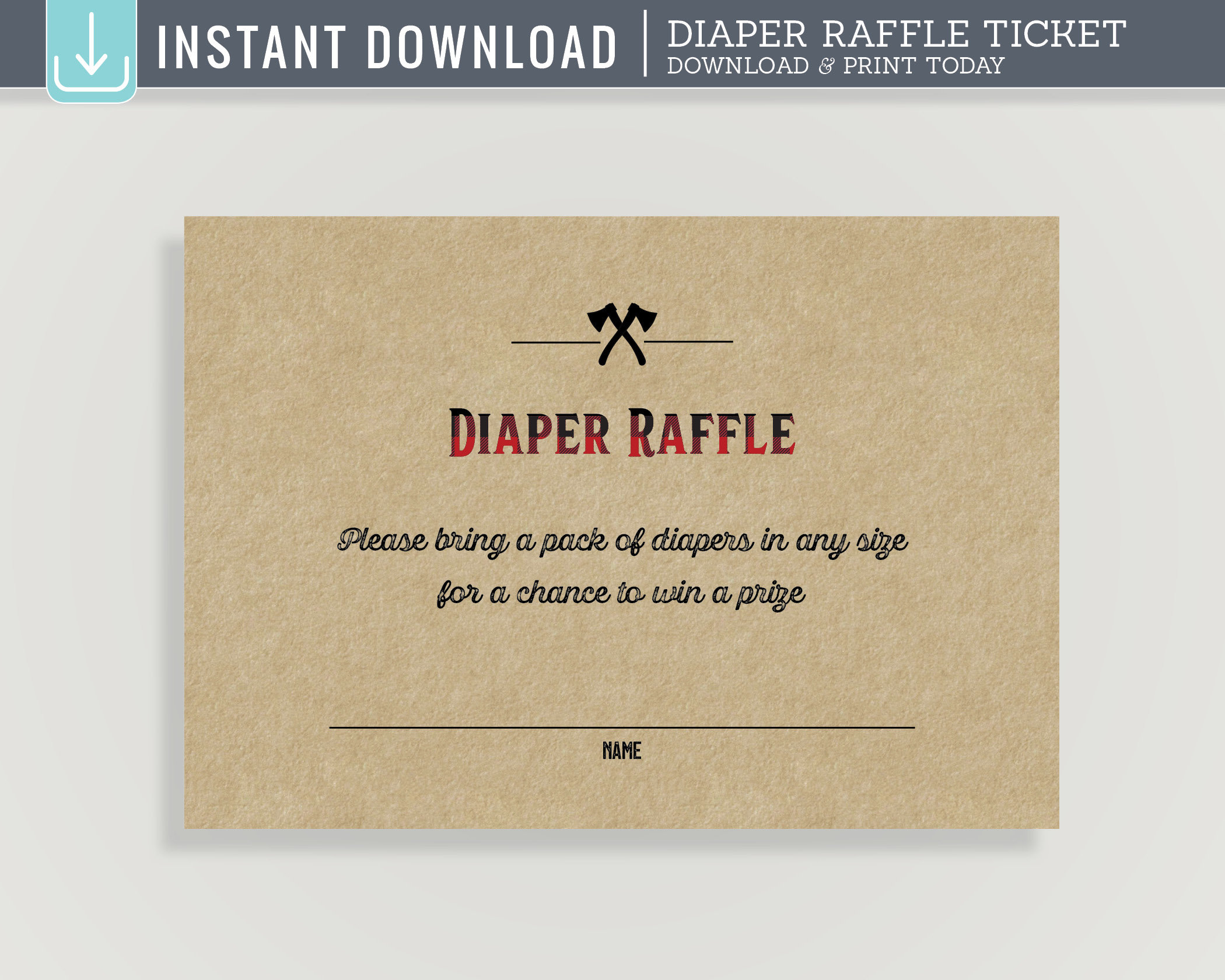 Lumberjack Diaper Raffle Ticket Diaper Raffle Card Little | Etsy