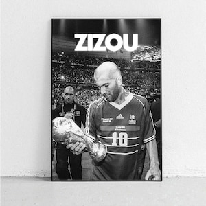 Pôster de Zidane, Arte de parede de Zinedine Zidane, Pôster de futebol de Zidane, Arte de parede de futebol, Presente de futebol para ele, Arte de sala de futebol