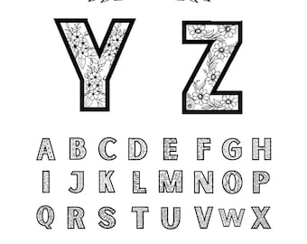 Paquete SVG de alfabeto floral: Imágenes prediseñadas de letras botánicas A-Z (archivos SVG y PNG)