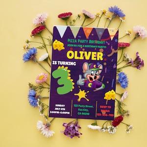 Chuck E Cheese Birthday Party Bundle: Editable Canva Templates (digital