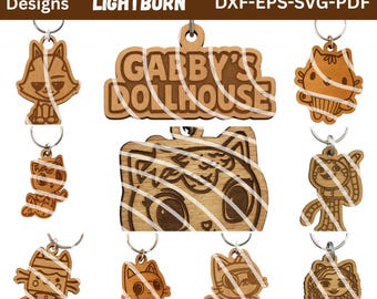 Diseños cortados con láser para la casa de muñecas de Gabby: Decoración para fiestas, invitaciones (archivos digitales)