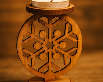 Portavelas navideño cortado con láser / Contrachapado de 3 mm, SVG DXF