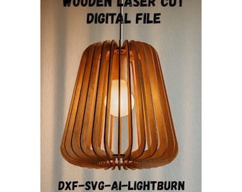 Lámpara colgante de listones de madera cortados con láser • Iluminación bohemia escandinava